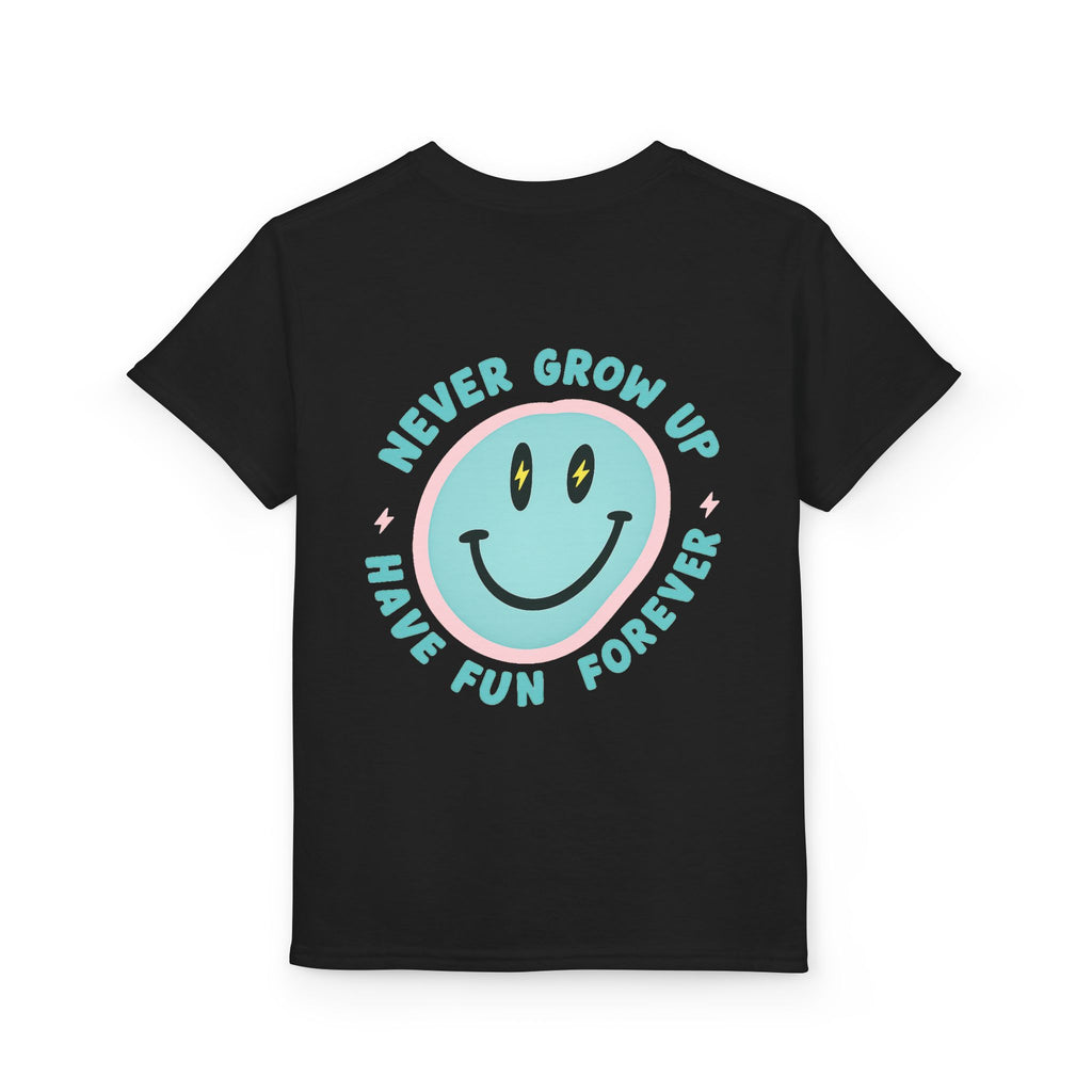 "Never Grow Up, Have Fun Forever" Smiley Graphic Tee