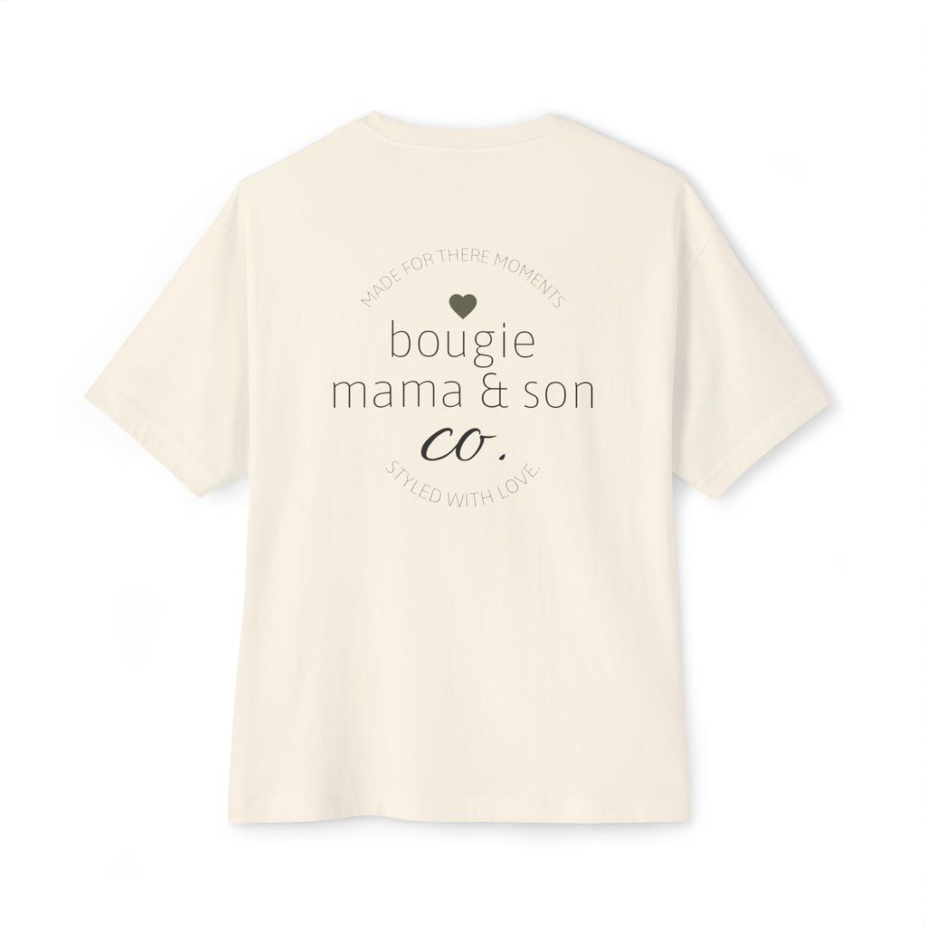 Bougie Mama & Son Tee — Oversized Boxy Cotton Graphic Shirt