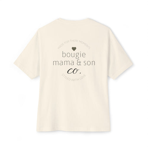 Bougie Mama & Son Tee — Oversized Boxy Cotton Graphic Shirt