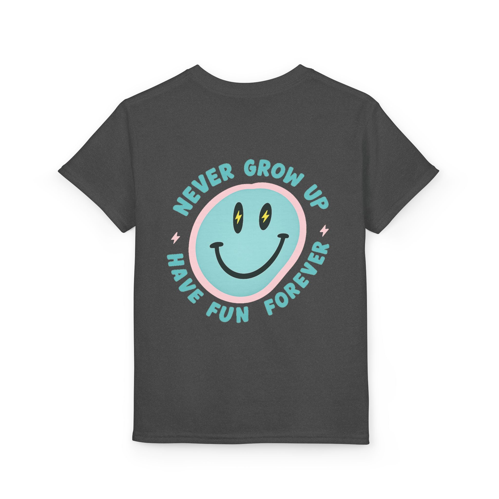 "Never Grow Up, Have Fun Forever" Smiley Graphic Tee