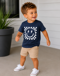Toddler Smiley Face with Lightning Eyes & Checkerboard