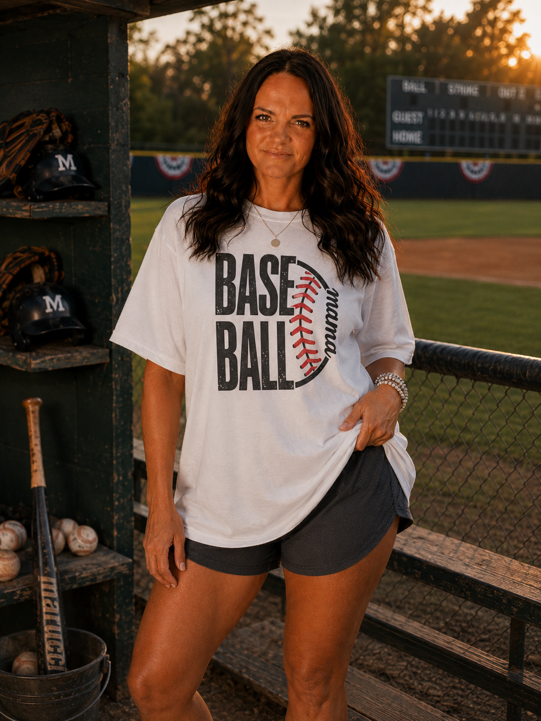Distressed Baseball Mom Tee