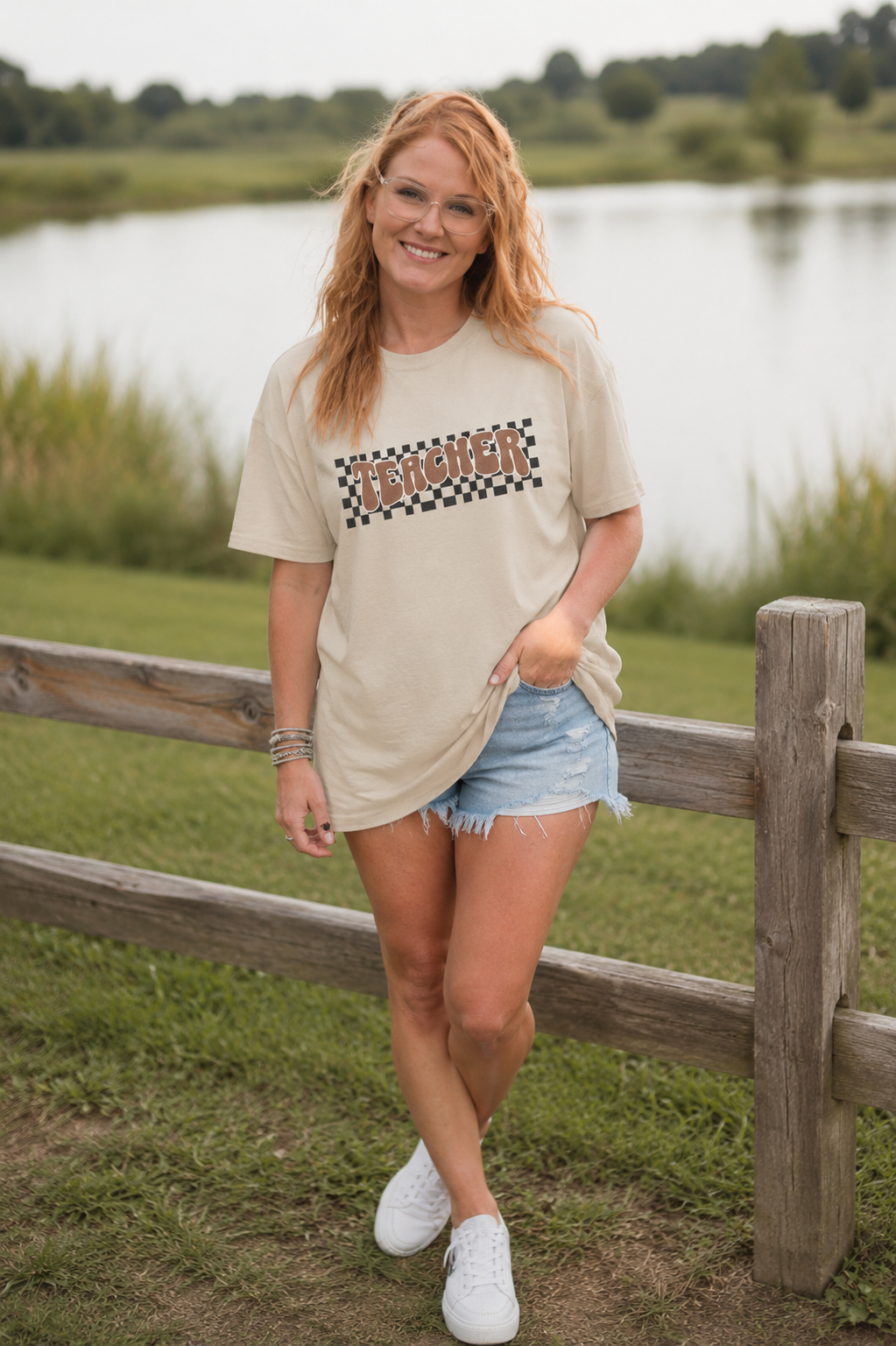Teacher Checkered Graphic Tee