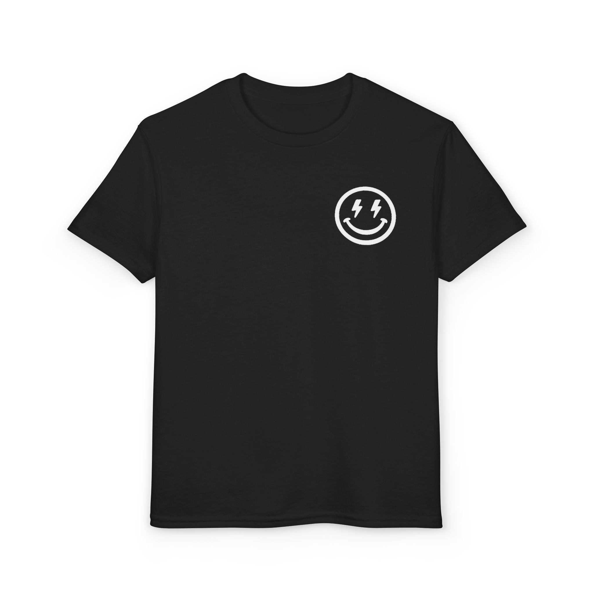 Mama's Lil Dude Youth T-Shirt — Retro Smiley Chest Logo